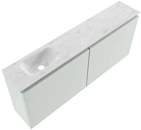 Mondiaz Ture DLux toiletmeubel 120cm greey met wastafel opalo links met kraangat