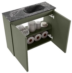 Mondiaz Ture DLux toiletmeubel 60cm army met wastafel lava rechts met kraangat