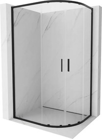 Mexen Exo-S Duo asymmetrische halfronde douchecabine schuifdeur 90 x 80 cm, transparant, zwart - 8132-090-080-70-00