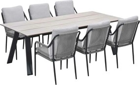 Garden Impressions Stevie tuinset 7-delig - Braga tuintafel 220x100 cm