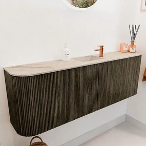 Mondiaz Joya DLux 125cm toiletmeubel ronding links/rechts shadow met wastafel faye midden 1 kraangat frappe