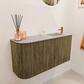 Mondiaz Joya DLux 80cm toiletmeubel ronding links dusk met wastafel faye rechts 1 kraangat glace