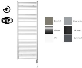 Sanicare electrische design radiator 172 x 60 cm. inox-look met WiFi thermostaat zwart HRAWZ601720/I
