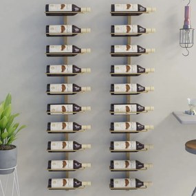 vidaXL Wijnrekken 2 st voor 10 flessen wandmontage metaal goudkleurig