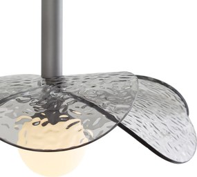 Design hanglamp zilver met smoke glas  - Kemner