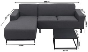 Boavista/Toronto loungebank chaise longue - Sooty - 3-delig - rechts