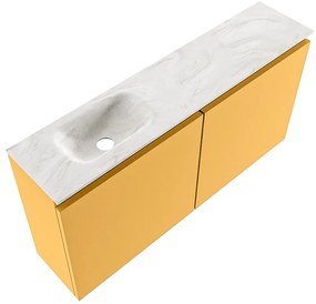 Mondiaz Ture DLux toiletmeubel 100cm ocher met wastafel ostra links zonder kraangat