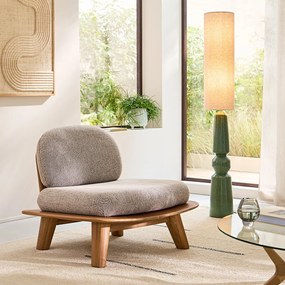 Fauteuil van massief teakhout met kussens van gemêleerde stof, Mazai