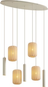 Japandi hanglamp beige 7-lichts - Pluni Tuba