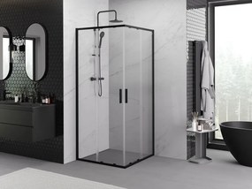 Mexen Exo vierkante douchecabine schuifdeur 90 x 90 cm, transparant, zwart - 8111-090-090-70-00