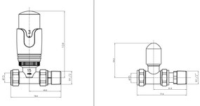 Eastbrook Valve radiator aansluitset recht met thermostaat mat cappuccino