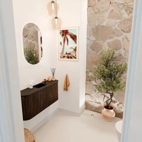 Mondiaz Joya 95cm toiletmeubel ronding links/rechts walnut met wastafel faye midden 1 kraangat urban