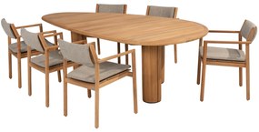 Corsica Levi pebble dining tuinset 7 delig 240x130xH75 cm teak 4 Seasons Outdoor