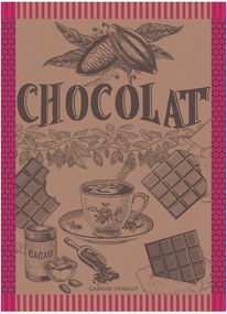 Jacquard theedoeken Tasse De Choco Fuchsia, 4-delig