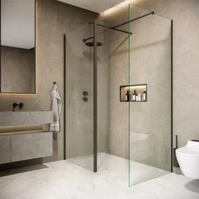Saniclear Rivo inloop douchecabine 140x80cm met 40cm zijwand en 60cm vrije inloop mat zwart