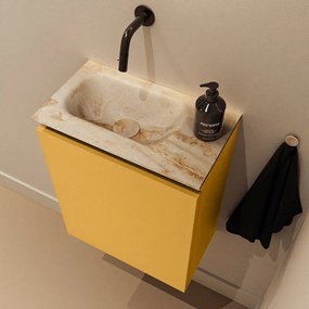 Mondiaz Ture DLux toiletmeubel 40cm ocher met wastafel frappe links zonder kraangat