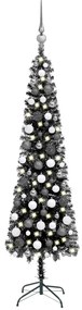 vidaXL Kerstboom met LED's en kerstballen smal 210 cm zwart
