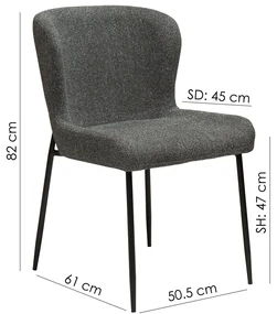 Dan-Form Glam Luxe Eetkamerstoel Boucle Grijs
