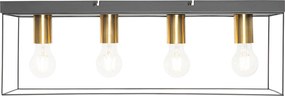 Minimalistische plafondlamp zwart met goud 4-lichts - Kodi