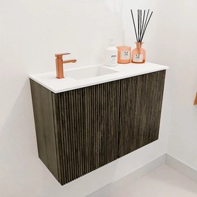Mondiaz Joya 60cm toiletmeubel shadow met wastafel faye links 1 kraangat talc