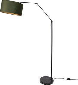 Vloerlamp zwart verstelbaar met kap groen en gouden binnenkant 50cm - Editor