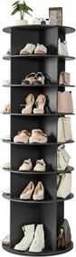 VEVOR Schoenenrek, Schoenenkast voor 28 paar schoenen (7 lagen), 360° draaibaar, Ruimtebesparende schoenenopbergoplossing, Schoenenrek voor slaapkamer, woonkamer, hal, Zwart, 598 x 598 x 1805 mm
