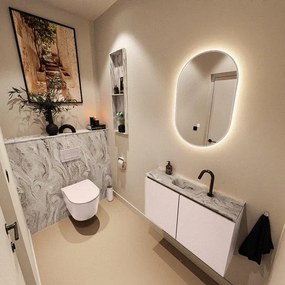 MONDIAZ TURE-DLUX 80cm toiletmeubel Rosee. EDEN wastafel Glace positie midden. Met 1 kraangat. TUREDX80ROSM1GLA