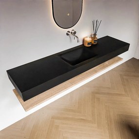 Zaro Alan badmeubel 180cm met planchet washed oak en vrijhangende wastafel cloud midden zonder kraangat urban