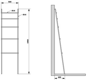 Sapho Debut handdoek ladder 50x186x3,2cm zwart mat