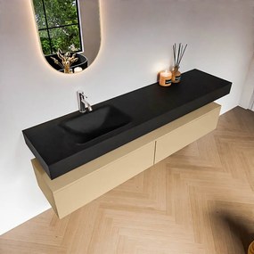 Zaro Alan badmeubel 190cm sand 2 lades met vrijhangende wastafel cloud links 1 kraangat urban