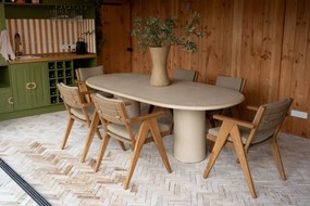 4 Seasons Outdoor Mats tuinset teak met Hampton tuintafel 240  cm Tuinset   beige weerbestendig
