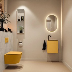 Mondiaz Ture DLux toiletmeubel 40cm ocher met wastafel opalo rechts met kraangat