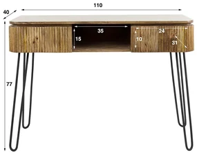 Houten Sidetable Met Ribbels - 110 X 40cm.