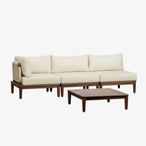 Giulia Modulaire Hoekbankset Met 3-delige Bank En Salontafel In Acacia Beige – Crème - Sklum