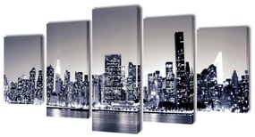 vidaXL Canvasdoeken monochroom New York skyline 200 x 100 cm
