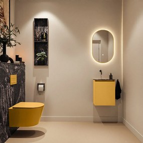 Mondiaz Ture DLux toiletmeubel 40cm ocher met wastafel lava links zonder kraangat