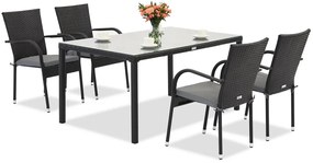 Milan 4 Garden Point technorattan set zwart