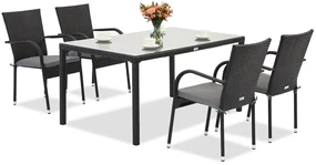 Milan 4 Garden Point technorattan set zwart