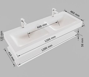 Mondiaz Alan DLux planchet 120cm met wastafel dubbel 2 kraangaten lava