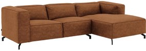 Goossens Bank Calvin cognac, micro leer, 2,5-zits, modern design