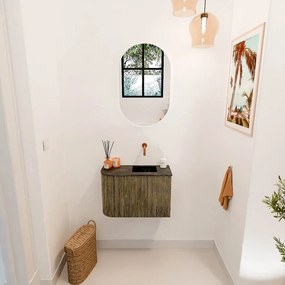 Mondiaz Joya DLux 60cm toiletmeubel ronding links dusk met wastafel faye rechts zonder kraangat lava