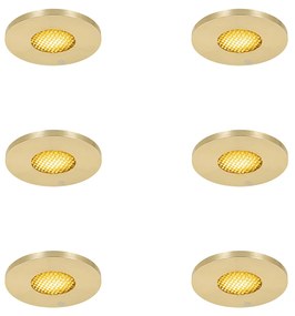 Set van 6 Moderne badkamer inbouwspot goud IP54 - Shed Honey GU10 IP54 Lamp