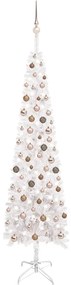 vidaXL Kerstboom met LED's en kerstballen smal 240 cm wit