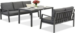 Zakintos Apetito 5 aluminium set met banken antraciet Garden Point