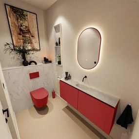 MONDIAZ TURE-DLUX 120cm toiletmeubel Fire. EDEN wastafel Opalo positie midden. Zonder kraangat. TUREDX120FIRM0OPA