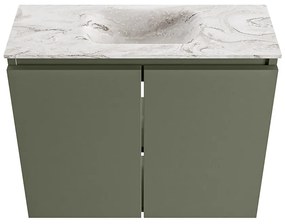 Mondiaz Ture DLux toiletmeubel 60cm army met wastafel glace midden zonder kraangat