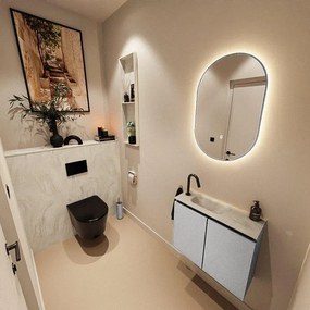 MONDIAZ TURE-DLUX 60cm toiletmeubel Plata. EDEN wastafel Ostra positie links. Met 1 kraangat. TUREDX60PLAL1OST