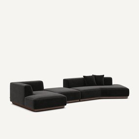 Open hoekbank links XL in chenille fluweel, JACOPO