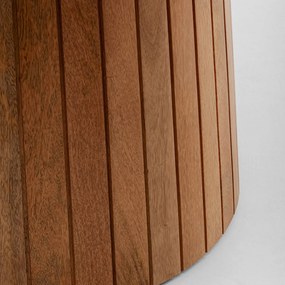 Ronde Eettafel Wit Marmer En Hout - 115 X 115cm.