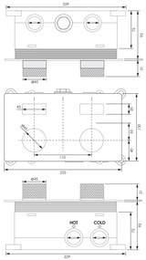 Brauer Brushed Carving 2-weg inbouwthermostaat met drukknoppen RVS geborsteld PVD